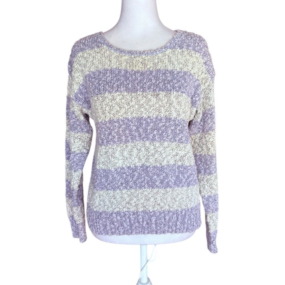 Partners By Mervyns Vintage Pullover Sweater Stripes Silk Cotton Ramie Women Med